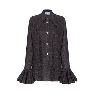 SLEEPER Women’s Metallic Jersey Pajama Top Sz M Black